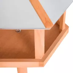 PawHut Wooden Bird Table Free Standing Feeder Garden Sheltered Feeding Station Parrot Stand Birdhouse Φ40x113cm - 9