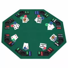 HOMCOM 1.2m/48 Inches Foldable Poker Table Top 8 Players Blackjack Tables Chip Trays - 2