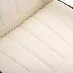 HOMCOM Desk Chair, PU Leather Computer Office Chair with Adjustable Height, Swivel Wheels for Home Work Study, Cream White - 8