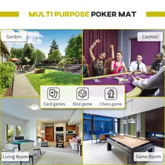 HOMCOM 8 Player Folding Poker Table, Oval Portable Blackjack Casino Table with Cup Holder, Felt Top and Metal Base, 183 x 82 x 75cm, Green and Black - 7