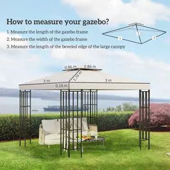 Outsunny 3 x 3 m Replacement Gazebo Canopy - Cream White - 3