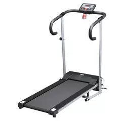 HOMCOM Folding Treadmill with Incline, Walking Pad Treadmill for Home, 1-10km/h Under Desk Running Machine with LCD Display and Wheels, No Assembly, Grey - 1