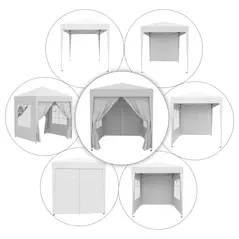 Outsunny 2 x 2 m Garden Pop Up Gazebo, Wedding Party Tent Marquee, Water Resistant Awning Canopy with Sidewalls, Windows, Carry Bag, White - 4