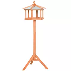 PawHut Wooden Bird Table Free Standing Feeder Garden Sheltered Feeding Station Parrot Stand Birdhouse Φ40x113cm - 8