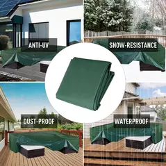 Outsunny Outdoor Garden Furniture Cover Waterproof, Anti-UV 600D Heavy Duty Oxford Fabric Patio Furniture Cover for Rectangular Sofa Table Set, Green, 135 x 135 x 75 cm - 6