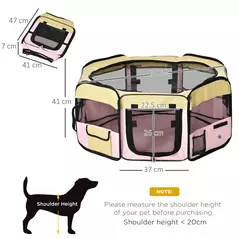 PawHut Fabric Pet Whelping Box Dog Cat Puppy Playpen Rabbit Guinea Pig Play Pen in Pink With Carry Bag Small Dia 90 x 41Hcm - 3