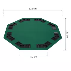 HOMCOM 1.2m/48 Inches Foldable Poker Table Top 8 Players Blackjack Tables Chip Trays - 3