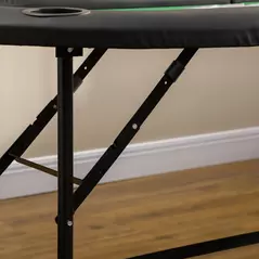 HOMCOM 8 Player Folding Poker Table, Oval Portable Blackjack Casino Table with Cup Holder, Felt Top and Metal Base, 183 x 82 x 75cm, Green and Black - 8