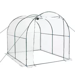 Outsunny Walk-in Polytunnel Greenhouse with Roll-up Door Transparent Tunnel Greenhouse with Steel Frame and PVC Cover, 2.5 x 2m - 1