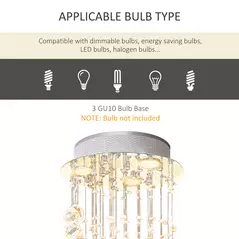 HOMCOM Modern Crystal Chandelier Ceiling Light Pendant Lamp Chrome Finish Glass Droplets New, Ф30 x 120cm - 6