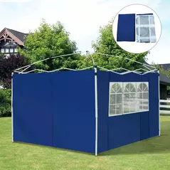 Outsunny 3 Meters Gazebo Replaceable Exchangeable Side Panel Wall Panels Walls With Window, Blue - 2