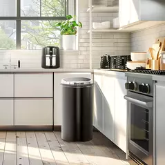 HOMCOM Stainless Steel Sensor Bin, 42L Kitchen Touch Bin, Automatic Trash Can with Inner Bucket, Soft Close, Dustbin, Black - 2