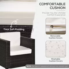 Outsunny Single Seater Rattan Chair, PE Wicker Garden Armchair with 10 cm Thickened Cushion, All-Weather Rattan Garden Chair with Armrests, Brown - 5