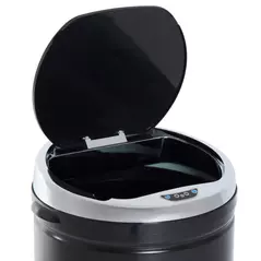 HOMCOM Motion Sensor Bin with Inner Bucket, 50L Hands-Free Touchless Kitchen Bin, Galvanised Steel Cylindrical Automatic Trash Can with Soft Close, Dustbin, Black - 9