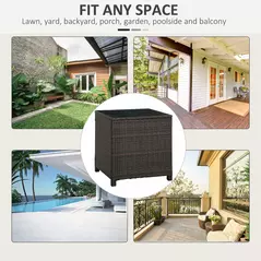 Outsunny Rattan Garden Furniture Side Table Patio Frame Tempered Glass New - Brown - 6