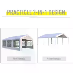 Outsunny 6m x 4m Heavy Duty Garden Gazebo for Parties, Wedding and Events, White - 7