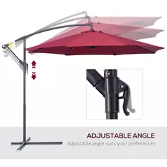 Outsunny 3m Water Resistant Terylene Hanging Parasol Wine Red - 5