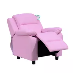 HOMCOM Kids Sofa Armchair Toddler Recliner Children's  Chair Lounger Games Chair  PU Leather w/ Storage  (Pink) - 1