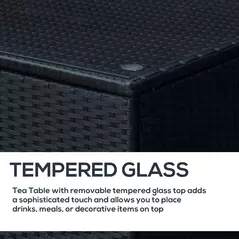 Outsunny PE Wicker Side Table Rattan Garden Furniture with Four Foot Pads, Rust & Mild Weather Damage Resistant, Black - 5