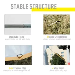 Outsunny 8m x 4m Garden Gazebo Marquee Wedding Shelter Level 4 Wind Protection, White - 4