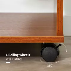 HOMCOM Open Wardrobe on Wheels, Bedroom Wardrobe with Clothes Hanging Rail, 3 Storage Shelves, Mobile Garment Rack for Cloakroom, Hallway, Walnut - 5