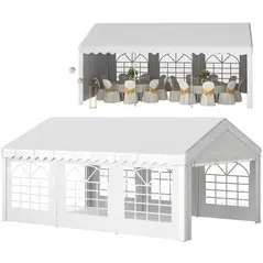 Outsunny 6m x 4m Heavy Duty Garden Gazebo for Parties, Wedding and Events, White - 1