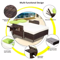 Outsunny Rattan Sun Lounger 2 Seater Day Bed-Brown - 6