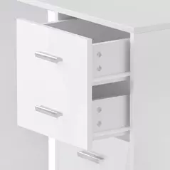 HOMCOM Computer Desk with Drawers, Dressing Table, High Gloss Home Office Writing Workstation, White - 8