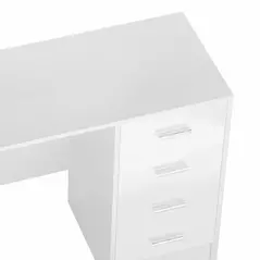 HOMCOM Computer Desk with Drawers, Dressing Table, High Gloss Home Office Writing Workstation, White - 6