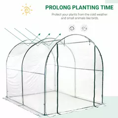 Outsunny Walk-in Polytunnel Greenhouse with Roll-up Door Transparent Tunnel Greenhouse with Steel Frame and PVC Cover, 2.5 x 2m - 4