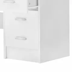 HOMCOM Computer Desk with Drawers, Dressing Table, High Gloss Home Office Writing Workstation, White - 9