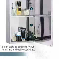 HOMCOM Stainless Steel Wall-mounted Bathroom Mirror Storage Cabinet 300mm (W) - 5