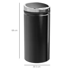 HOMCOM Stainless Steel Sensor Bin, 42L Kitchen Touch Bin, Automatic Trash Can with Inner Bucket, Soft Close, Dustbin, Black - 3