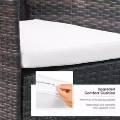 Outsunny 6 Seater Rattan Dining Set with Cushions, Rattan Garden Furniture Set with 6 Armchairs, Rectangular Glass Top Table, Outdoor Dining Table and Chairs, Brown - 5