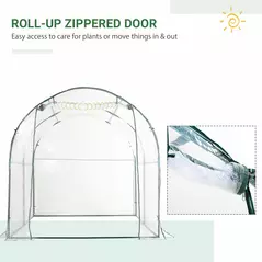Outsunny Walk-in Polytunnel Greenhouse with Roll-up Door Transparent Tunnel Greenhouse with Steel Frame and PVC Cover, 2.5 x 2m - 6