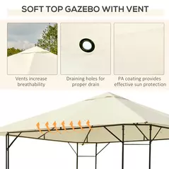 Outsunny 3 x 3 Meters Patio Garden Metal Gazebo Marquee Steel Frame with Canopy Awning Tent Water Resistant Cream - 5