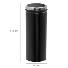 HOMCOM Motion Sensor Bin with Inner Bucket, 50L Hands-Free Touchless Kitchen Bin, Galvanised Steel Cylindrical Automatic Trash Can with Soft Close, Dustbin, Black - 3