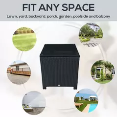 Outsunny PE Wicker Side Table Rattan Garden Furniture with Four Foot Pads, Rust & Mild Weather Damage Resistant, Black - 7