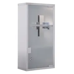 HOMCOM Stainless Steel wall mounted Medicine Cabinet with 2 Shelves + Security Glass Door Lockable 48 cm(H) - 1