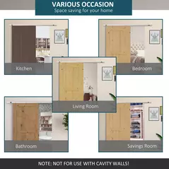 HOMCOM 6FT Modern Sliding Barn Door Closet Hardware Track Kit Track System Unit for Single Wooden Door - 5