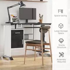 HOMCOM Computer Desk with Sliding Keyboard Tray, Storage Drawers and Host Box Shelf, Home Office Desk, Study Workstation, 100 x 52 x 75cm, Black - 6