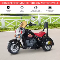 HOMCOM Kids Ride On Toy Car Motorbike Electric Scooter 6V Battery Operated Toy Trike-Black - 4