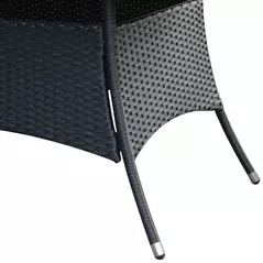 Outsunny 6 Seater Rattan Dining Set with Cushions, Rattan Garden Furniture Set with 6 Armchairs, Rectangular Glass Top Table, Outdoor Dining Table and Chairs, Black - 8