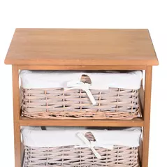 HOMCOM 5 Drawer Dresser Wicker Basket Storage Shelf Unit Wooden Frame Home Organisation Cabinet Bedroom Office Furniture Natural Finish - 7