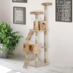 PawHut Cat Tree Scratching House, Activity Play Centre - 2