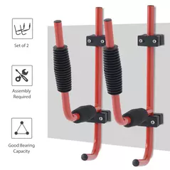 HOMCOM Kayak Canoe Heavy Duty Wall Mounted Storage Holder Rack Heavy Duty Storing Hangers Red - 5