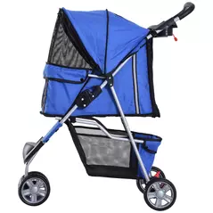 PawHut 3 Wheel Pet Stroller for Small and Miniature Dogs, Blue - 9