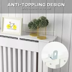 HOMCOM Slatted Radiator Cover Painted Cabinet MDF Lined Grill in White (112L x 19W x 81H cm) - 6