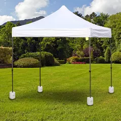 Outsunny 4 Pack 36 kg Gazebo Weights, Canopy Tent Weights with Rapid Clip, Gazebo Leg Weights Fill with Sand or Water, White - 2