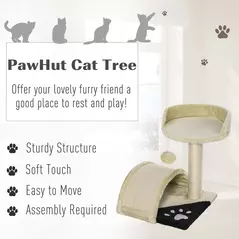 PawHut Cat Tree Scratching Scratcher Post Kitten Activity Centre Climber Hanging Ball Beige - 4